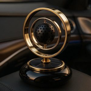 14 Solar Powered Rotating Car Air Freshener Double Ring Suspension Diffuser Luxury Vehicle Interior Decoration Aromatherapy