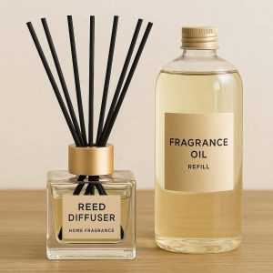 22 Premium Fiber Reed Diffuser Sticks Oil Refill Bottle Set Long Lasting Room Air Freshener Home Fragrance Kit